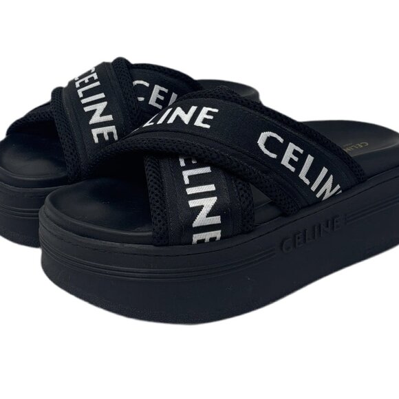 Celine Black Platform Slip On Sandals Sz-37 - Picture 3 of 5